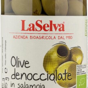Masline verzi bio fara samburi în saramura, 295g LaSelva