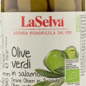 Masline verzi bio în saramura, 310g LaSelva