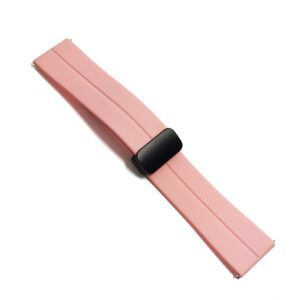 Curea de ceas Roz din silicon cu inchidere deployant magnetic 20mm, 22mm WZ5362