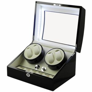 Watch Winder Premium WW46BW – 10 Spații: 4 Rotative + 6 Fixe