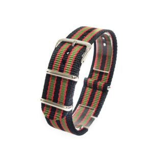 Curea de ceas Nato Negru Rosu si Verde 20mm 22mm N20