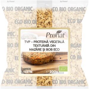 TVP - Proteina vegetala texturata din mazare si bob bio, 200 g shreds (fasii fine), Pronat