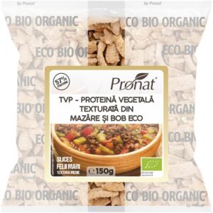 TVP - Proteina vegetala texturata din mazare si bob bio, 150 g slices (felii mari), Pronat