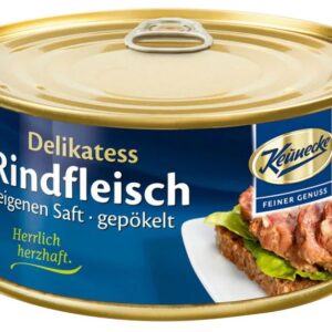 Delicatesa din carne de vita in suc propriu cu sorici de porc, 300g Keunecke