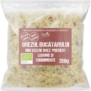 Orezul bucatarului Mix bio de orez prefiert, legume si condimente, 350g Pronat