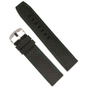 Curea Silicon Neagra Cusatura Verde cu Striatii 20mm 22mm 24mm WZ1901