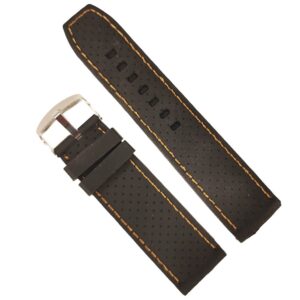 Curea Silicon Neagra Cusatura Maro cu Striatii 20mm 22mm 24mm WZ1380