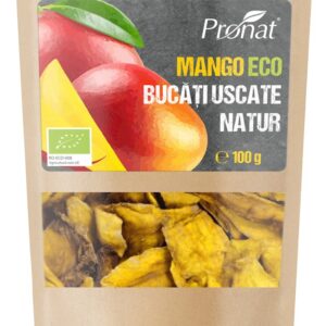 Mango bio bucati uscate natur, 100g Pronat