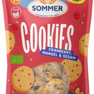 Biscuiti bio fara gluten cu merisor, migdale, susan si chia, 125g Sommer