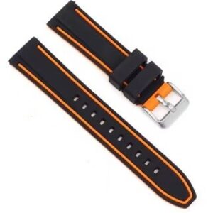 Curea de ceas neagra cu insertii orange 18mm 20mm 22mm 24mm WZ882