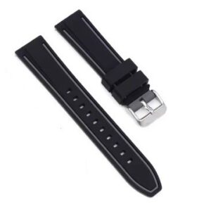 Curea de ceas neagra cu insertii gri 18mm 20mm 22mm 24mm WZ940