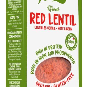 Risoni cu linte rosie, bio, 250g Felicia