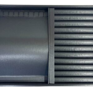 Tavă Mixtă Prezentare Brățări și Inele | Cadru Lemn Natural + Bază Satin Gri