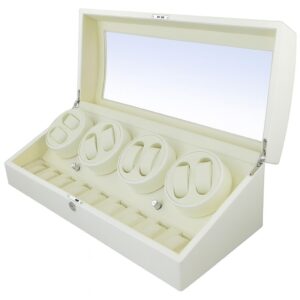 Watch Winder 8 + 9 Spatii Alb Piano Dispozitiv Intoarcere Ceasuri Automatice WW89W