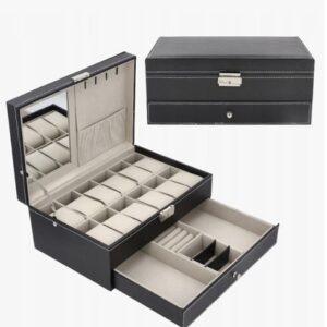 Caseta Organizator, Piele Ecologica, 12 Compartimente Pentru Ceasuri