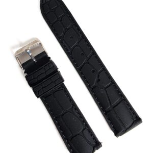 Curea Ceas Silicon Premium – Neagră cu Cusătură Neagră (20mm, 22mm, 24mm)