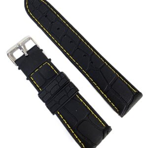 Curea Ceas Silicon Premium – Neagră cu Cusătură Galbena (20mm, 22mm, 24mm)