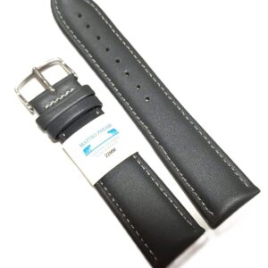 Curea Ceas din Piele Gri, cu Cusătură Alba 20mm 22mm