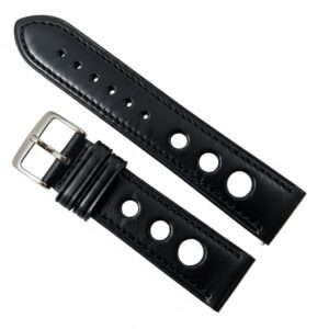 Curea Ceas „Rally Race” WZ1992 – Piele Naturală Neagră, Design Perforat (18mm - 24mm)