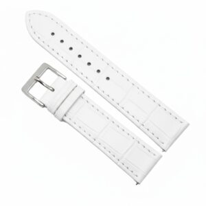 Curea Ceas „Pure White” 7A1-W – Piele Naturală cu Cusătură Asortată (12mm - 22mm)