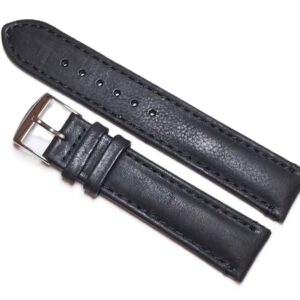 Curea Ceas „Fleurus Paris” – Piele de Vițel Neagra cu Cataramă Argintie (18mm - 22mm)