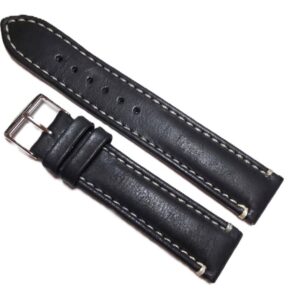 Curea Ceas „Fleurus Paris” – Piele de Vițel Neagra cu Cataramă Argintie (18mm - 22mm)