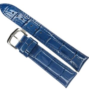 Curea Ceas Premium – Piele Naturală Albastră, Imprimeu Crocodil