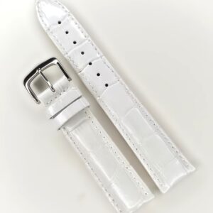 Curea Ceas Premium – Piele Naturală Albă, Imprimeu Crocodil (C055)