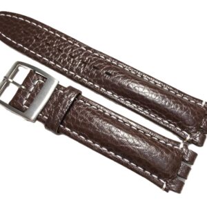 Curea Premium din Piele Naturală pentru Swatch 19mm – Brown Heritage Edition