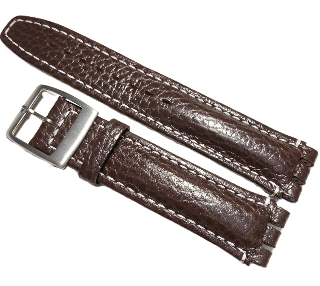 Curea Premium din Piele Naturală pentru Swatch 19mm – Brown Heritage Edition