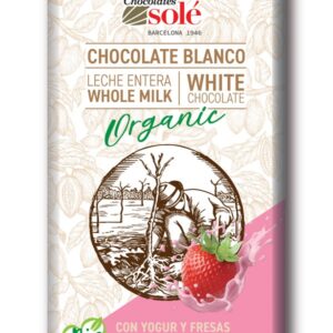 Ciocolata alba bio cu iaurt si capsuni, 100g Chocolates Sole