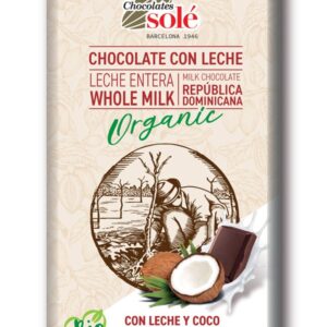 Ciocolata cu lapte si cocos bio si fairtrade, 100g Chocolates Sole