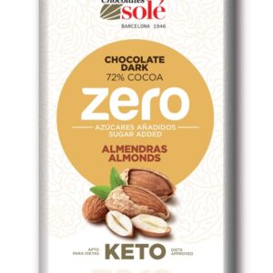 Ciocolata cu migdale indulcita cu stevie, minim 72% cacao, 100g Chocolates Sole