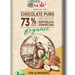 Ciocolata neagra bio 73% cacao, cu migdale, 150g Chocolates Sole