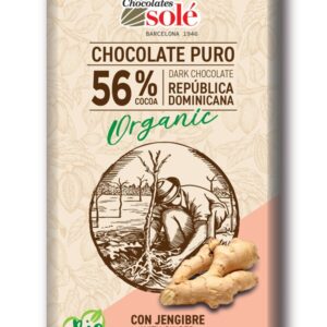Ciocolata neagra bio cu ghimbir, 56% cacao, 100g Chocolates Sole