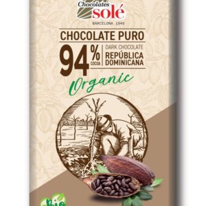 Ciocolata neagra bio si fairtrade 94% cacao, 100g Chocolates Sole