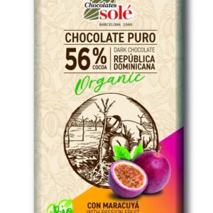 Ciocolata bio 56% cacao cu maracuja, 100g Chocolates Sole
