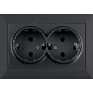 Priza dubla CP bachelita Mutlusan Candela 2125 202 0284, 2P, 16A, 250V, Negru Catifea