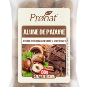 Alune de padure invelite in ciocolata cu lapte si scortisoara, 100g Pronat