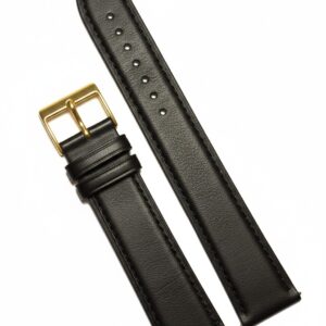 Curea Ceas Piele Naturală WZ1011 – Model XXL Negru Mat cu Cataramă Aurie