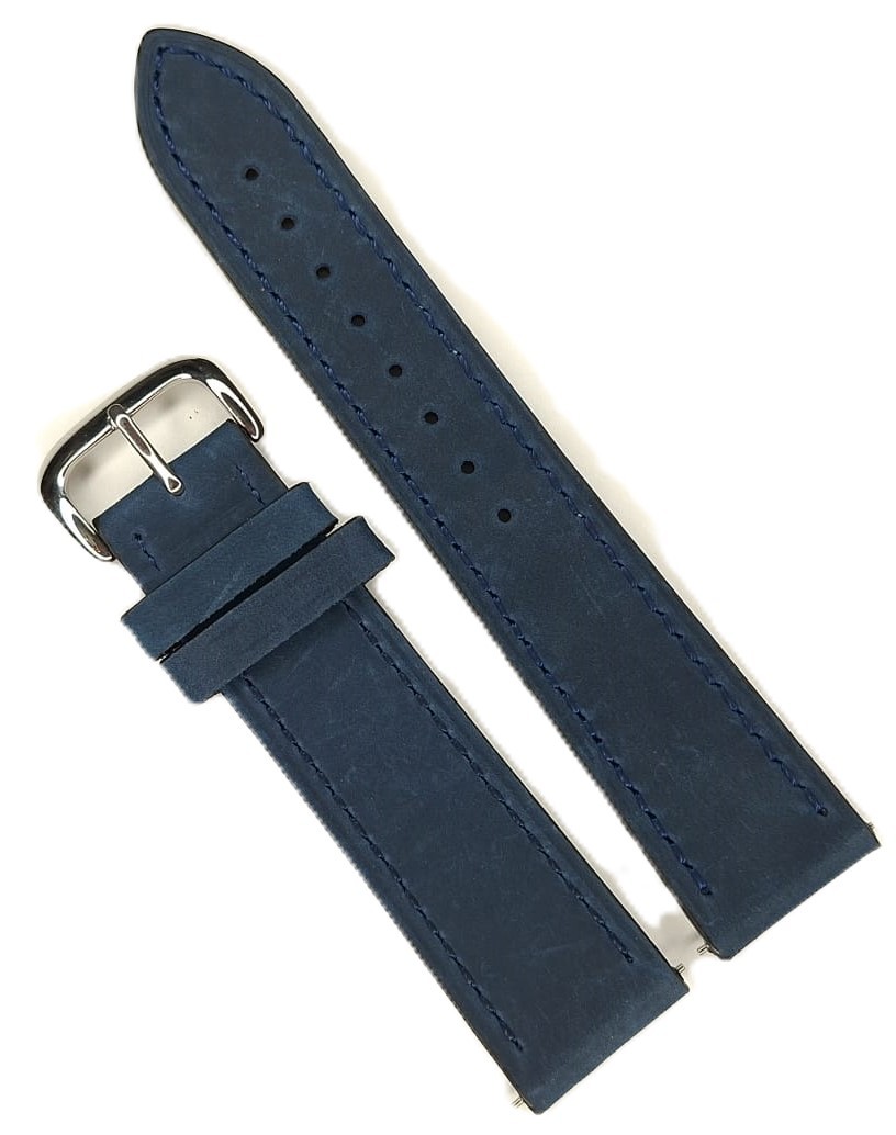 Curea Ceas Premium din Piele Full Grain – Albastru Deep Navy, Quick Release