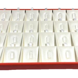 Tavă Prezentare Inele, Structură Lemn și Piele Eco Orange/Crem – 250x180x35 mm