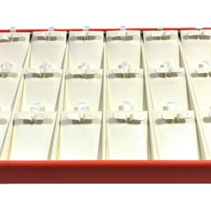 Tavă Prezentare Cercei, Structură Lemn și Piele Eco Orange/Crem – 250x180x35 mm