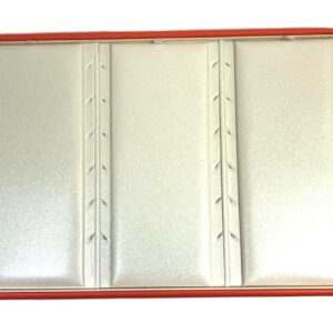 Tavă Expunere 18 Lanțuri, 3 Compartimente Individuale, Structură Lemn și Piele Eco Orange/Crem