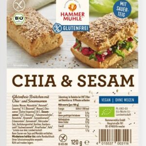 Chifle fara gluten cu seminte de chia si susan, 120g, Hammer Muhle
