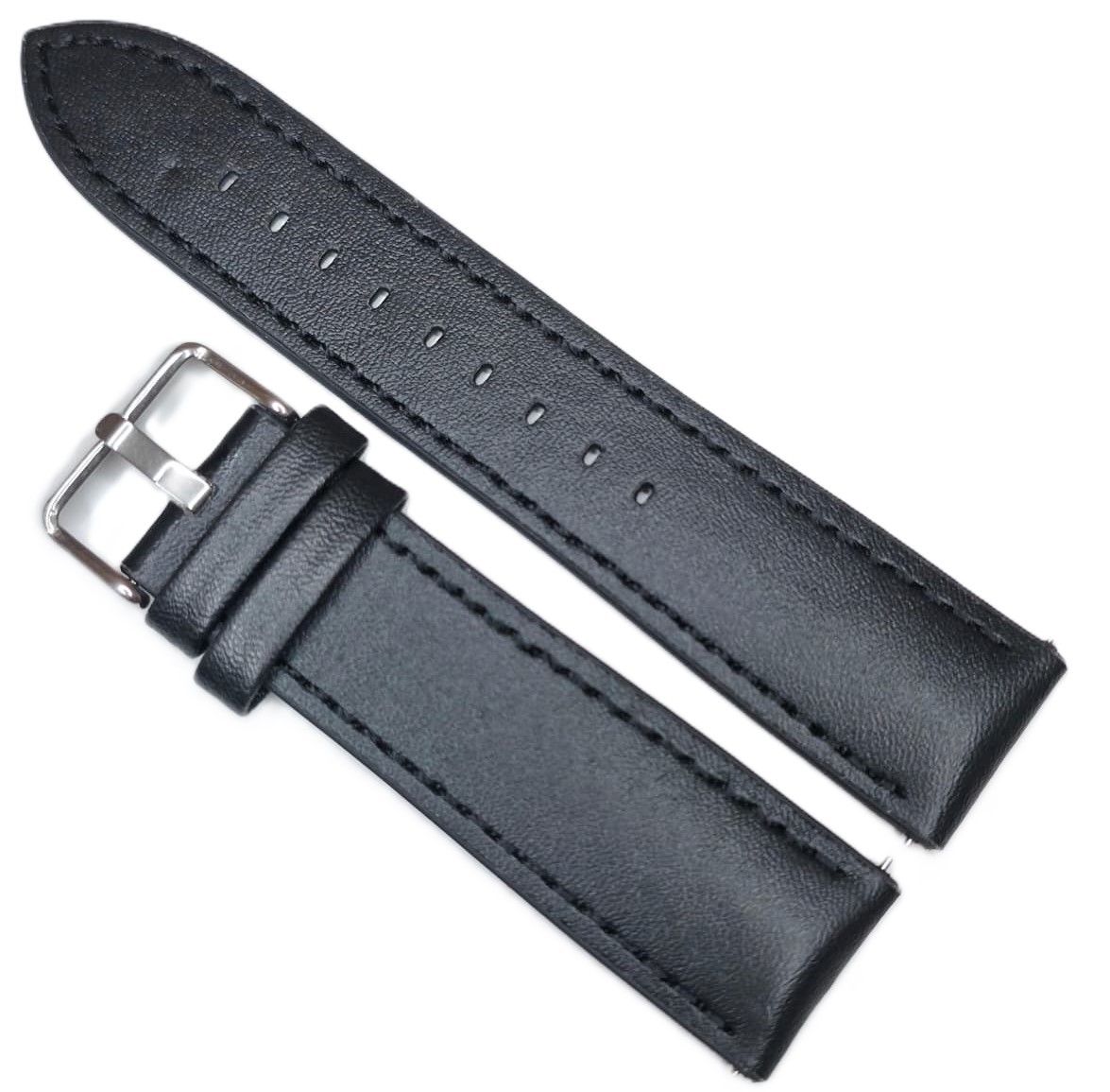 Curea Ceas Time Veranda – Hybrid Series: Piele Naturală & Silicon, Neagră cu Cusătură Neagră WZ3867