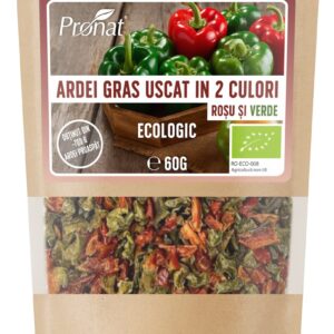 Ardei gras bio uscat, in 2 culori (rosu si verde), 60g Pronat