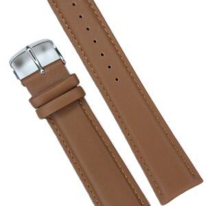 Curea Ceas WatchZone din Piele Naturală Maro Deschis, Dublu Strat cu Interior Crem și Cusătură Maro, Mărime L (12mm - 24mm)