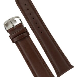 Curea Ceas WatchZone din Piele Naturală Maro Închis, Dublu Strat cu Interior Crem și Cusătură Ton pe Ton, Mărime L (12mm - 24mm)