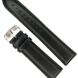 Curea Ceas Matteo Ferari din Piele Naturală Neagră, Dublu Stra, Mărime L, 4mm Grosime (18mm - 24mm)